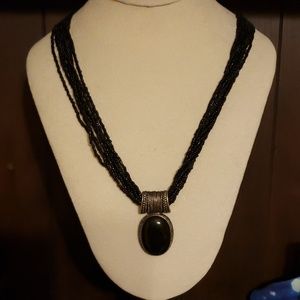 Black Opal Beaded Necklace